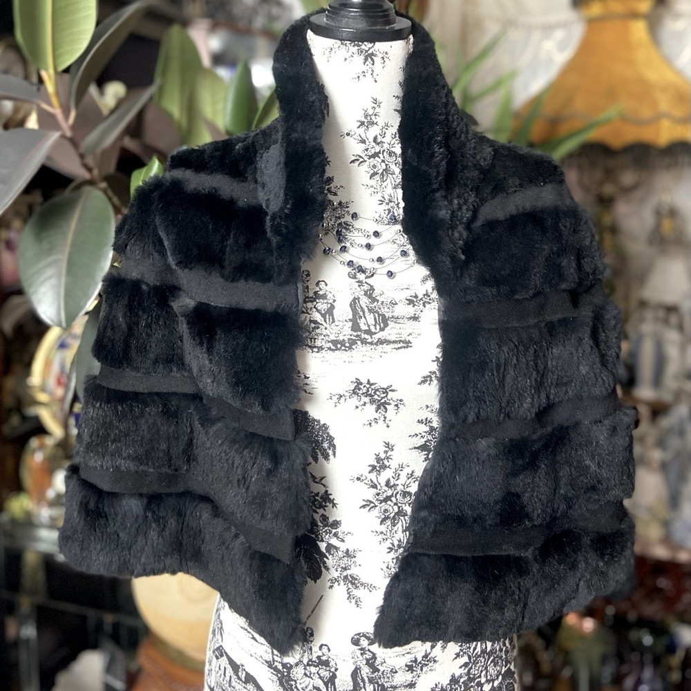 Cape Bolero Real Fur Black